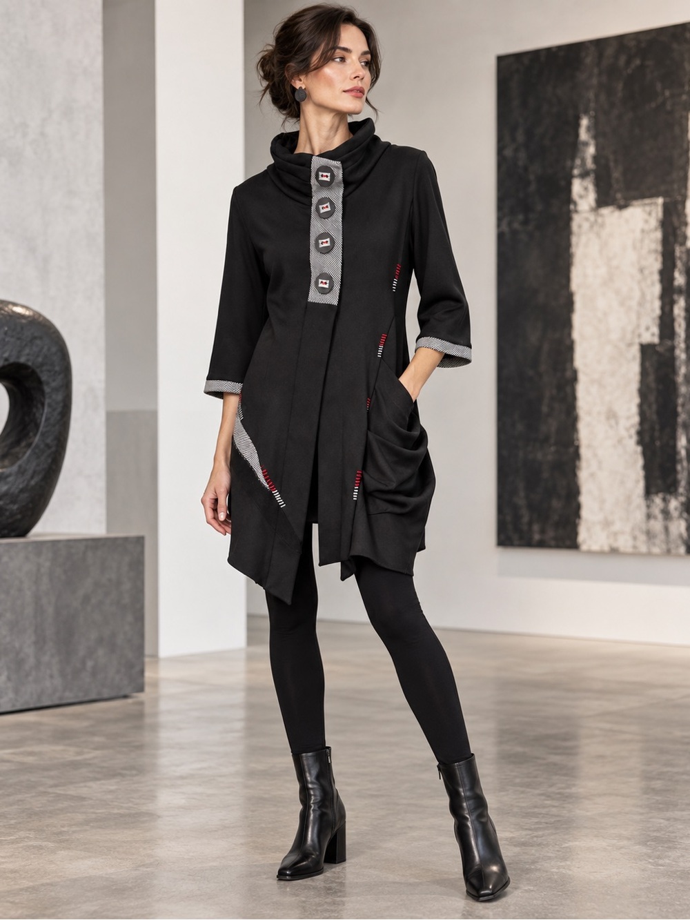 Dzhavael Couture Avant Garde Lagenlook Asymmetrical Cowl Tunic Dress Art France